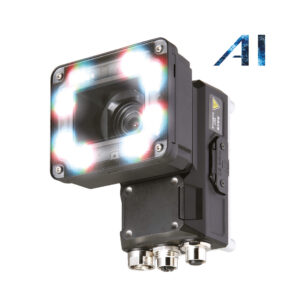 OMRON AI-Vision-Kamera mit integrierter LED-Beleuchtung für KI-gestützte industrielle Bildverarbeitung und automatisierte Qualitätskontrolle